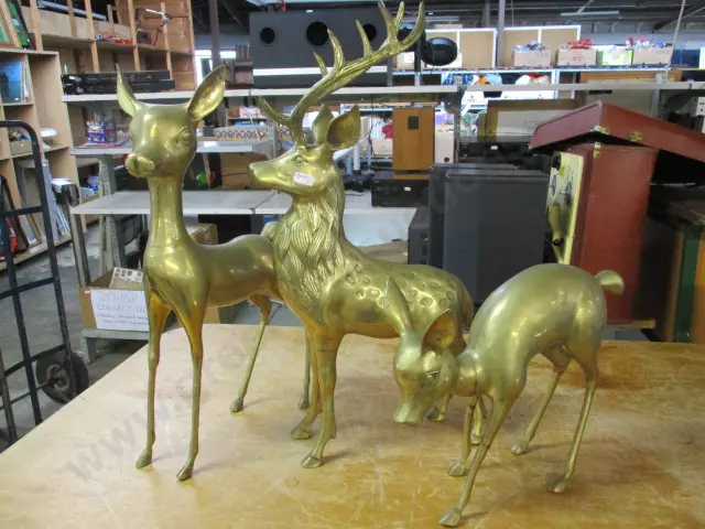 3 Large Brass Deer Image 1++